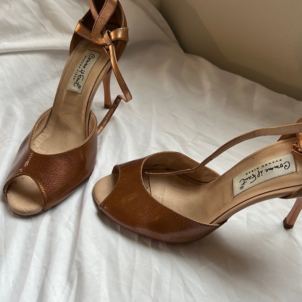 Comme il Faut tango shoes size 38 made in Argentina rusty metallic dark pink